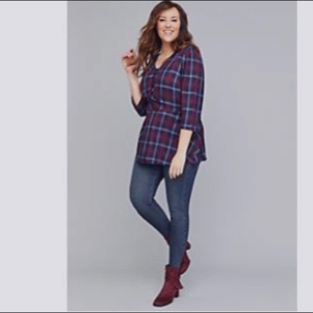 Plaid Peplum Top